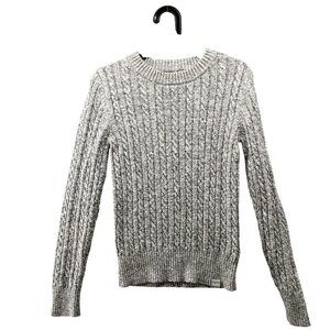 Superdry Cable Knit Sweater Womens XS Gray Crewneck Cotton Blend Heather
